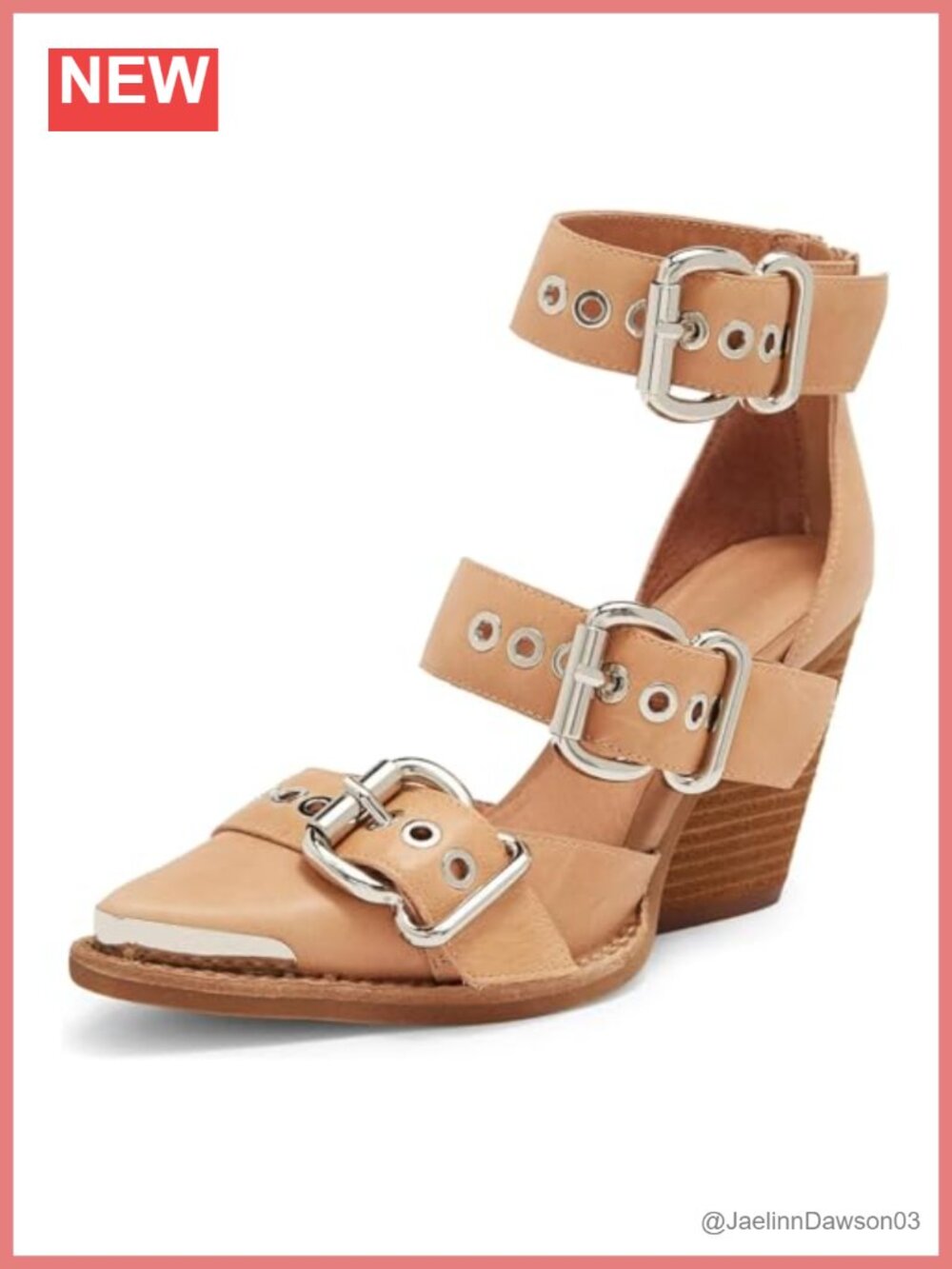 Chunky Heels for Women Wedge Stacked Heeled Sandals Pointed Toe PU Faux Leather